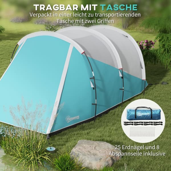 Tunneliteltta, 5 hengelle, 460P x 260L x 190K cm, sininen