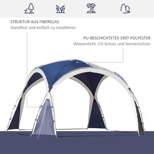 Dome tält, 3.5x3.5x2.22m, Blå