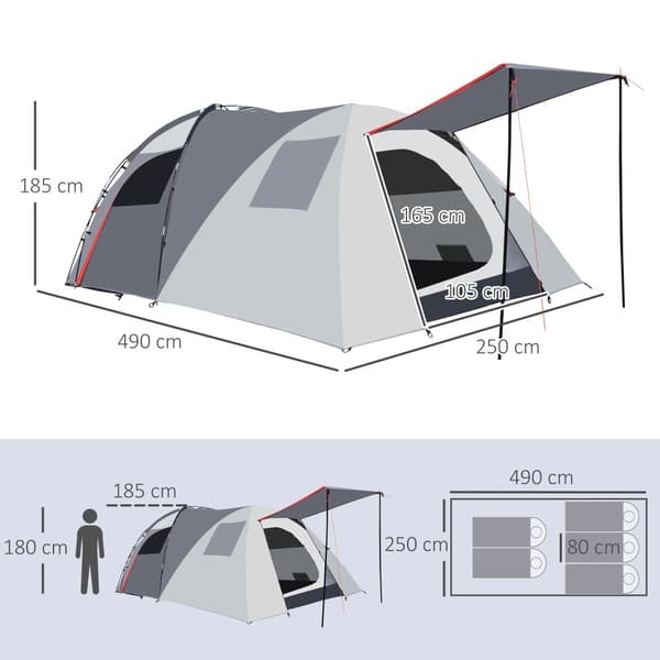 Retkeilyteltta, 490P x 250L x 185K cm, Harmaa
