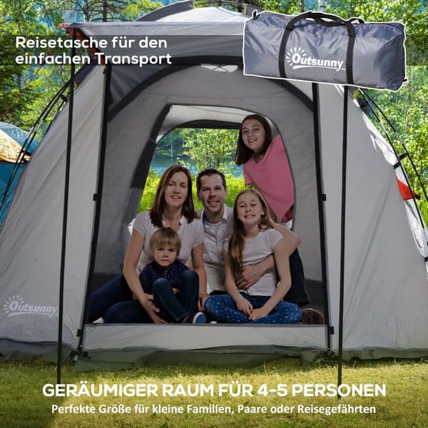 Retkeilyteltta, 490P x 250L x 185K cm, Harmaa