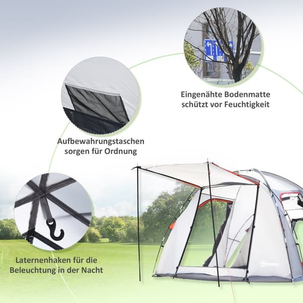 Retkeilyteltta, 490P x 250L x 185K cm, Harmaa