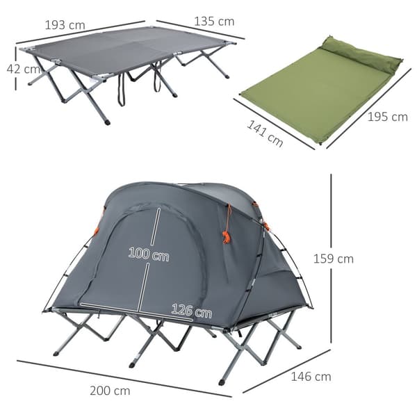 Dome Telt, Camping Seng, 200x146x159 cm, Grå