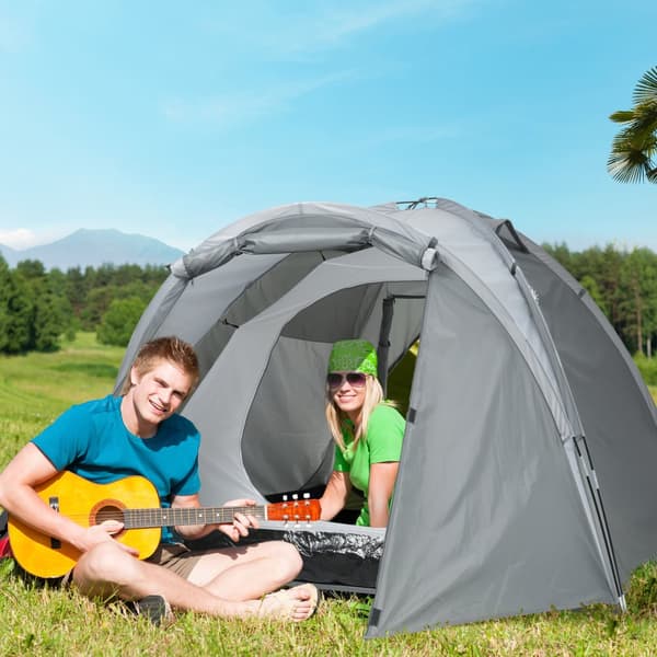 Campingtelt, 350x220x145 cm, Grå