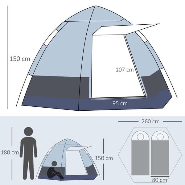 Campingtelt, 240x240x195 cm, Grå+Sort