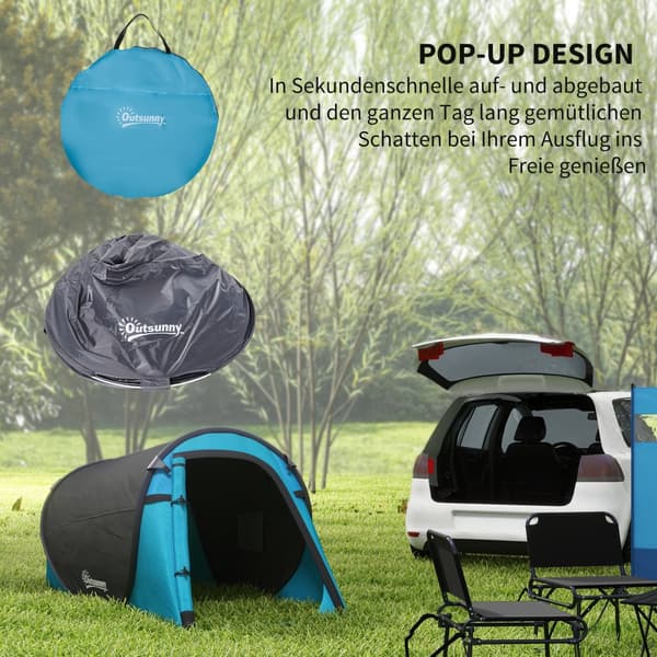 Pop-Up Telt, A20-170BU, 220x108x110 cm, Blå+Grå