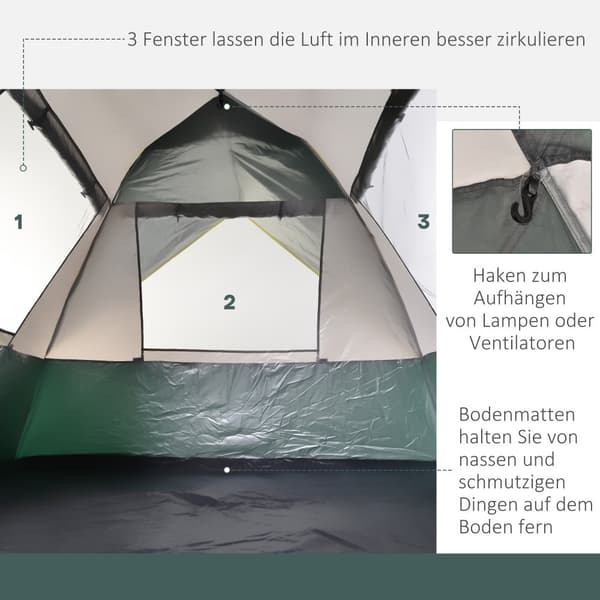 Dome Tält, 205x195x135 cm, Grön