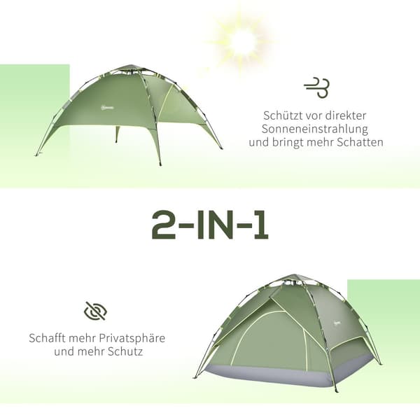 Campingtält, 210x210x140 cm, Mörkgrön