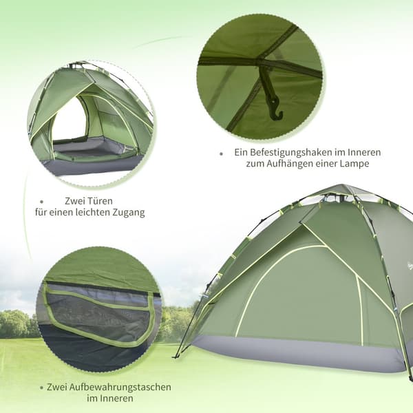 Campingtält, 210x210x140 cm, Mörkgrön