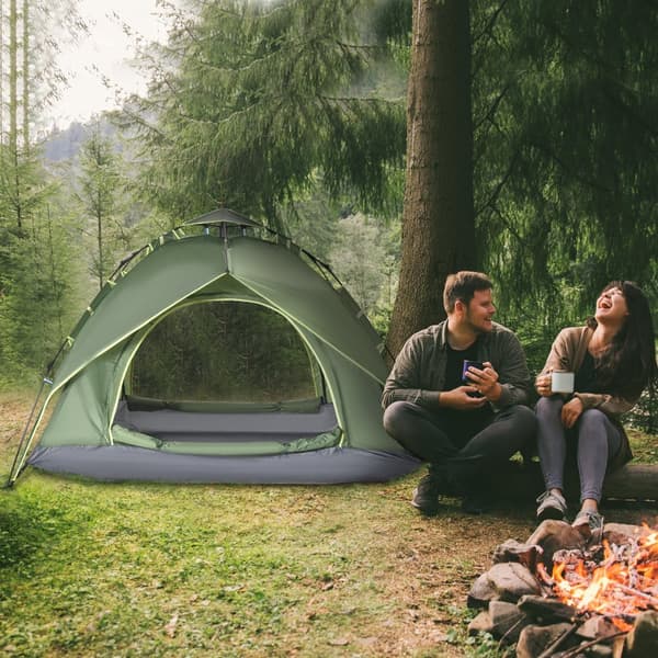Campingtält, 210x210x140 cm, Mörkgrön