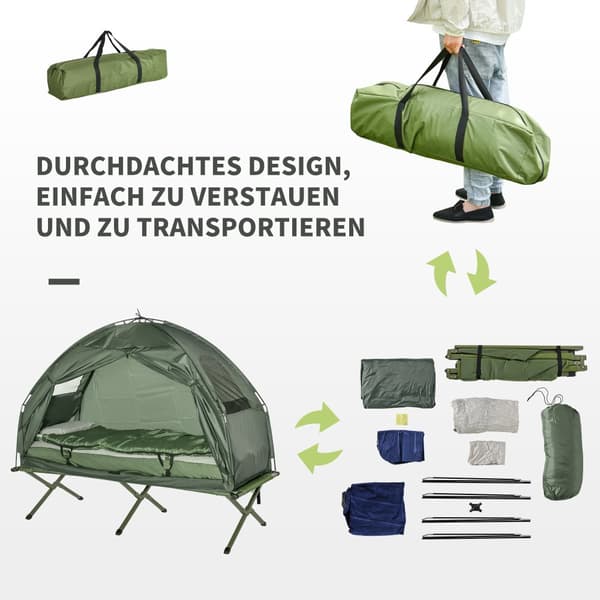 Campingbädd, 193x86x160 cm, Mörkgrön