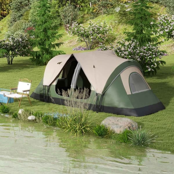 Rootz Campingtelt - 2 Room Shelter - Delettet telt - Regnbeskyttelse - Passer til 6 personer - 450x215x180 cm