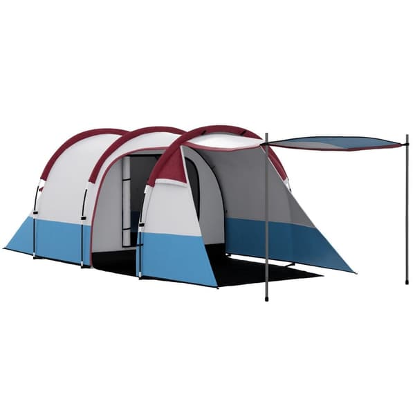 Rootz 3 -personer campingtelt - udendørs telt - vandtæt husly - lanterne kroge - 420 cm x 200 cm x 150 cm - blå, hvid