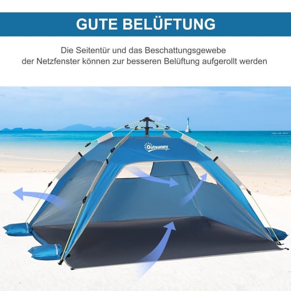 Rootz Pop -Up Beach Telt - Sun Shade - UV Shelter - Mesh Window - Fiberglass Frame - 220x173x120cm