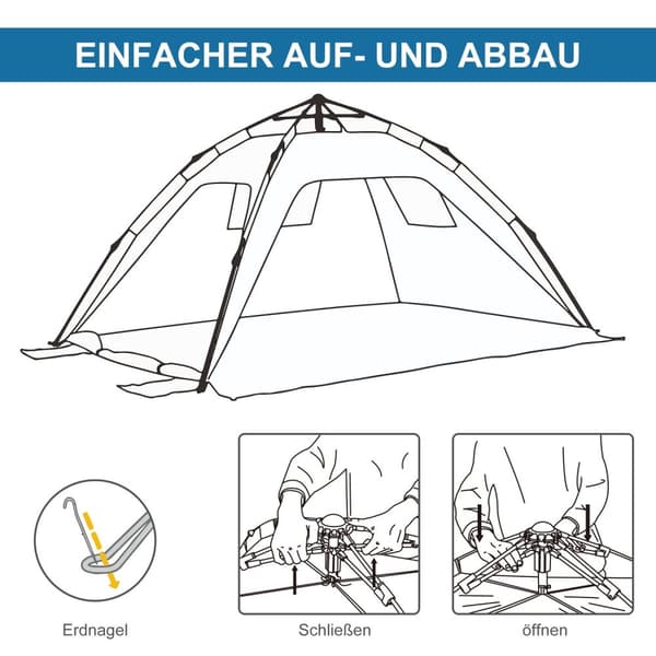 Rootz Pop -Up Beach Telt - Sun Shade - UV Shelter - Mesh Window - Fiberglass Frame - 220x173x120cm