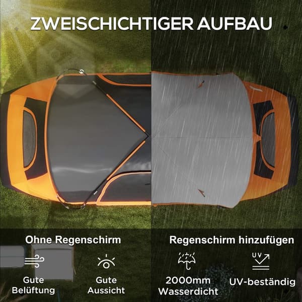 Rootz campingtält - 2 rumstält - skyddstält - regnskydd - 450 cm x 215 cm x 180 cm