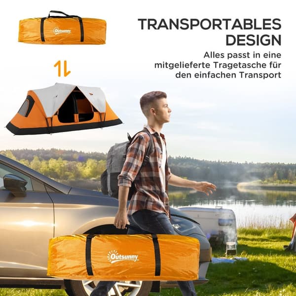 Rootz campingtält - 2 rumstält - skyddstält - regnskydd - 450 cm x 215 cm x 180 cm
