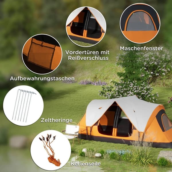 Rootz campingtält - 2 rumstält - skyddstält - regnskydd - 450 cm x 215 cm x 180 cm