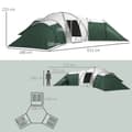 Miniatyrbild 3 av 10: Rootz campingtält för 6-9 personer - 4 rumstält - vattentäta tält - ultimat komfort - 615x615x225cm