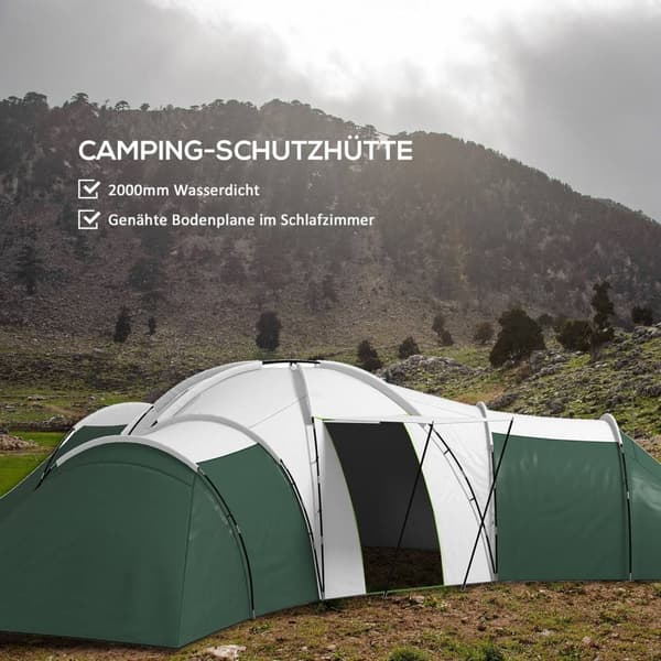 Rootz campingtält för 6-9 personer - 4 rumstält - vattentäta tält - ultimat komfort - 615x615x225cm