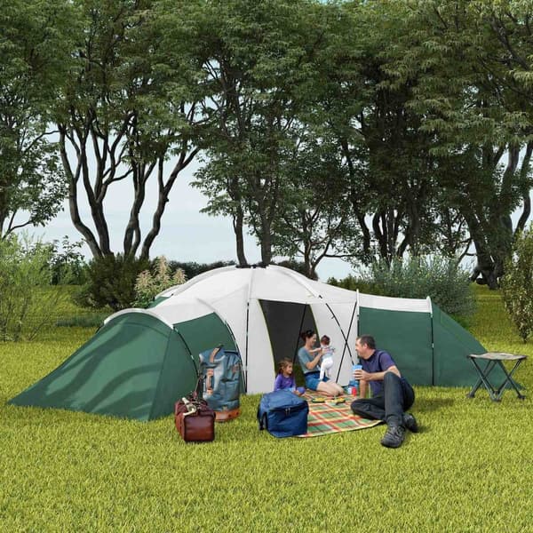 Rootz campingtält för 6-9 personer - 4 rumstält - vattentäta tält - ultimat komfort - 615x615x225cm