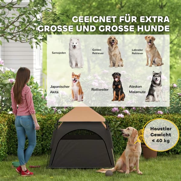 Rootz PET -teltta - Koiran teltta - Taitava - Sääkestävä koiratalo - Kannettava ja helppo koota - 120 cm x 120cm x 106cm