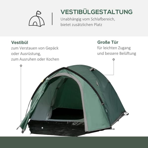 Rootz 2 -personers campingtelt - Pop -up Dome -telt - Vejrbestandigt husly - UV -beskyttelse - 325 cm x 183 cm x 130 cm