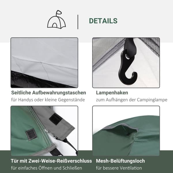 Rootz 2 -personers campingtelt - Pop -up Dome -telt - Vejrbestandigt husly - UV -beskyttelse - 325 cm x 183 cm x 130 cm