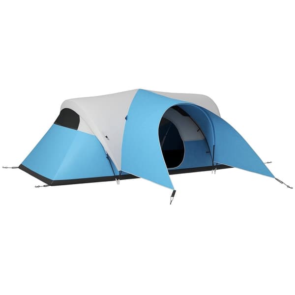 Rootz Family Camping Tent - Waterproof Shelter - Outdoor Awisning - Skyddar från regn - 550L X 300B X 198H CM - BLÅ, GRÅ