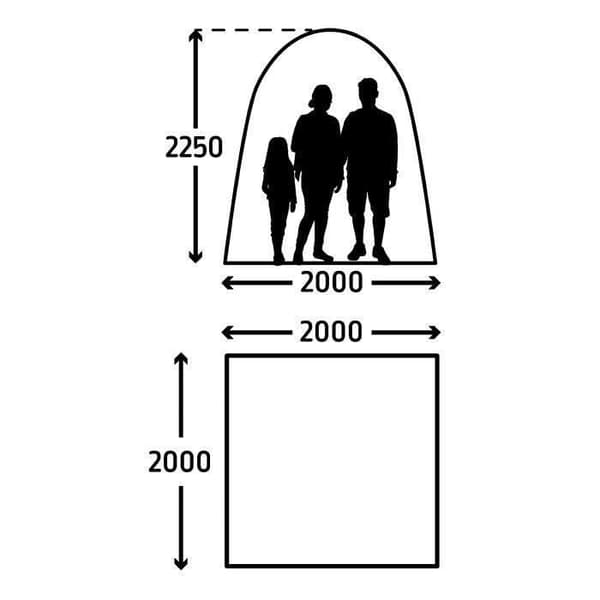 Uppblåsbart skydd - KAMPA - AIR Shleter 200 - 2 x 2 m - Grå och svart