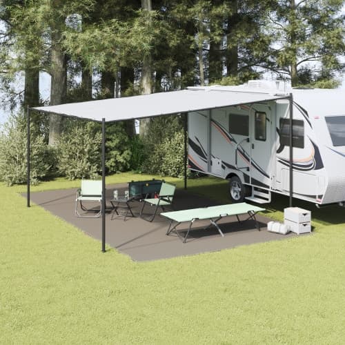 Tält Tarp Ljusgrå Polyester 400 x 700 cm Hållbar Tält Tarp