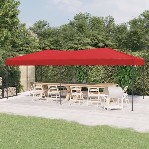 Hopfällbart partytält röd 3x6 m