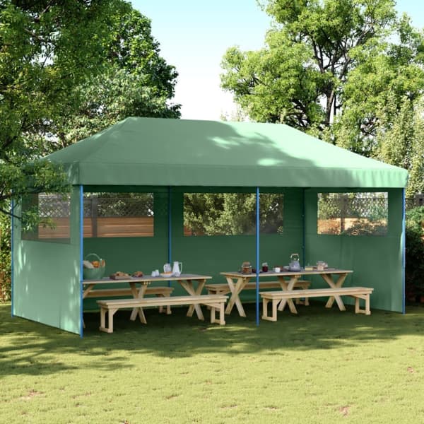 Pop-Up hopfällbart partytält med 3 sidoväggar grön