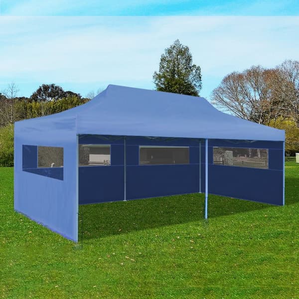 Pop-up partytält hopfällbart 3 x 6 m blå