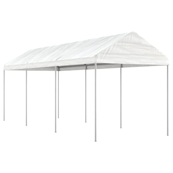 Paviljong med tak vit 6,69x2,28x2,69 m polyeten