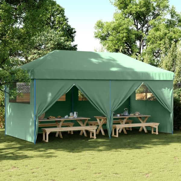 Pop-Up hopfällbart partytält med 4 sidoväggar grön