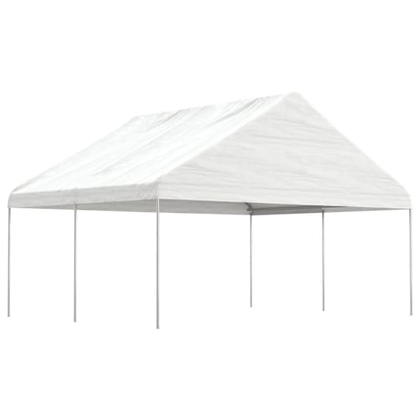 Paviljong med tak vit 4,46x5,88x3,75 m polyeten