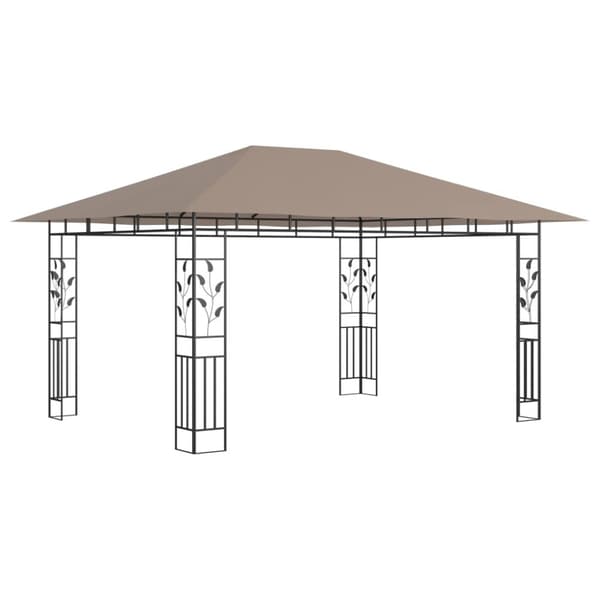 Paviljong med myggnät 4x3x2,73 m taupe 180 g/m²