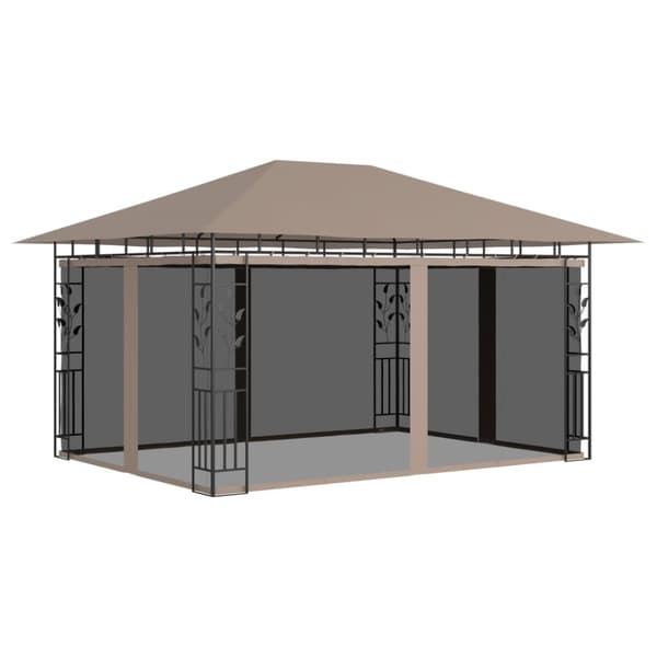 Paviljong med myggnät 4x3x2,73 m taupe 180 g/m²