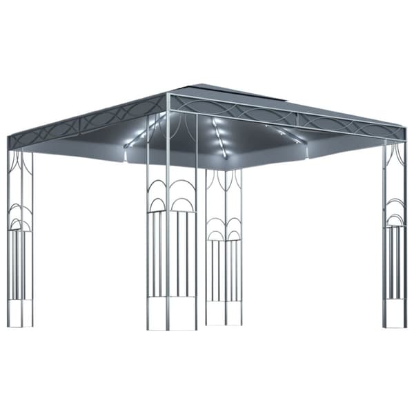 Paviljong med ljusslinga LED 300x300 cm antracit