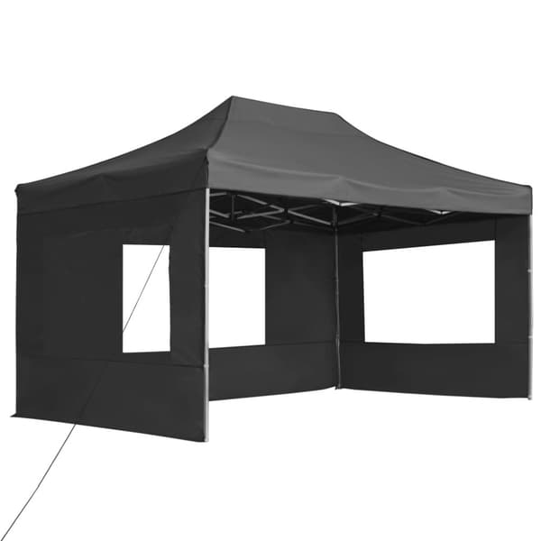 Hopfällbart partytält med väggar aluminium 4,5x3 m antracit
