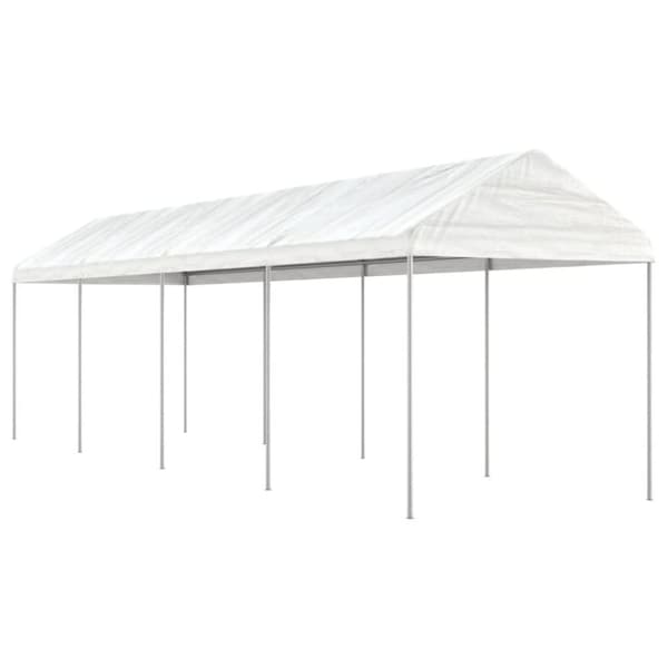 Paviljong med tak vit 8,92x2,28x2,69 m polyeten