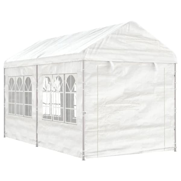 Paviljong med tak vit 4,46x2,28x2,69 m polyeten