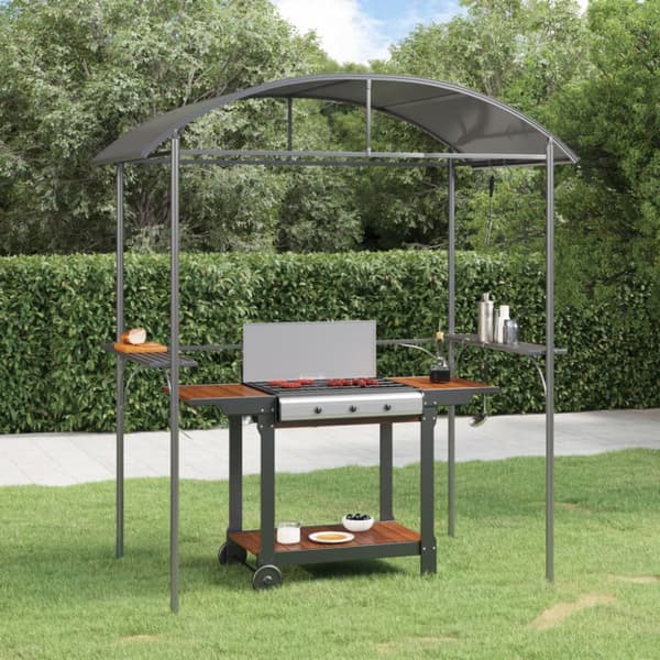Tak för grill med sidohyllor antracit 220x115x230 cm stål