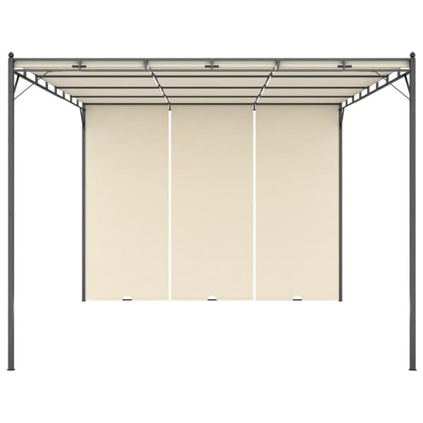 Trädgårdspaviljong med draperier 4x3x2,25 m gräddvit