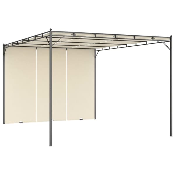 Trädgårdspaviljong med draperier 4x3x2,25 m gräddvit