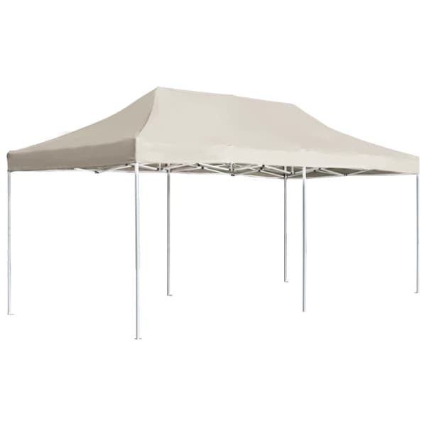 Hopfällbart partytält aluminium 6x3 m gräddvit