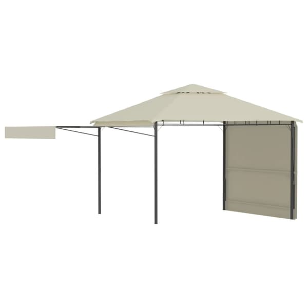 Paviljong med förlängda tak 3x3x2,75 m gräddvit 180 g/m²