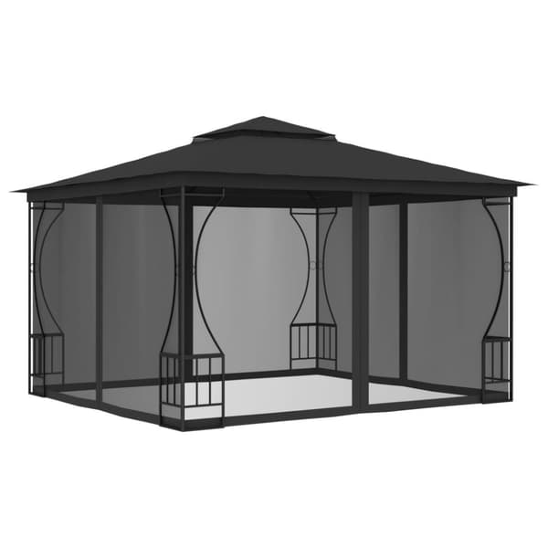 Paviljong med nät 300x300x265 cm antracit