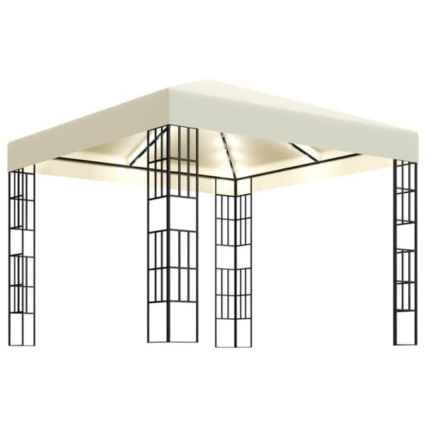 Paviljong med ljusslinga LED 3x3 m gräddvit