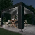 Miniatyrbild 1 av 2: Paviljong med dubbeltak och ljusslinga LED 3x3 m antracit